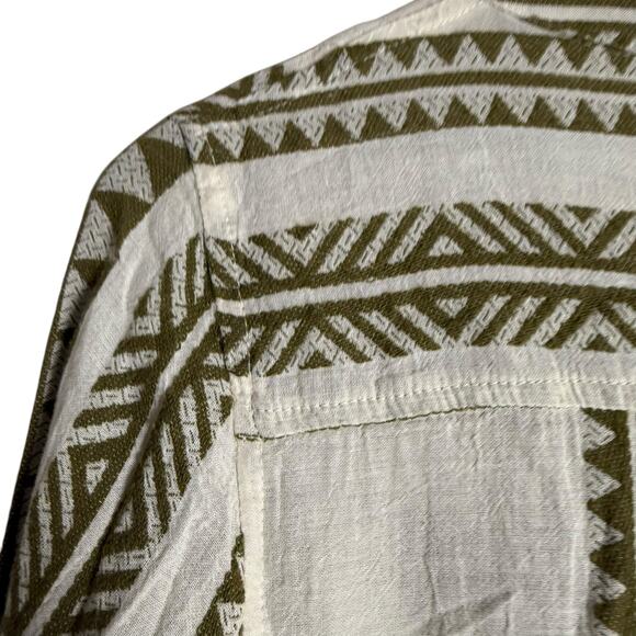 Devotion Twins Ella Cream Olive Embroidered 3/4 Sleeve Boho Coastal Mini Dress - Picture 9 of 14